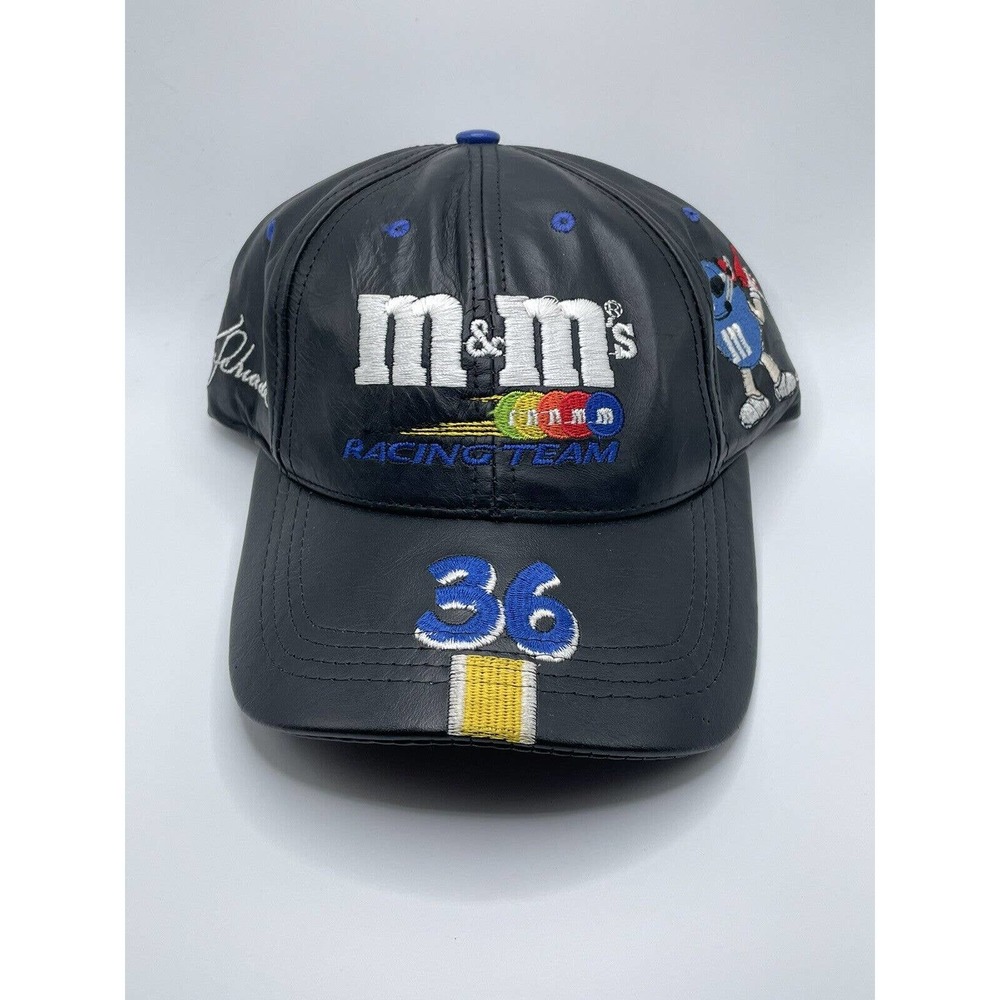 Vintage NASCAR Leather Hat Racing Cap Ken Schrader 36 Black One Size
